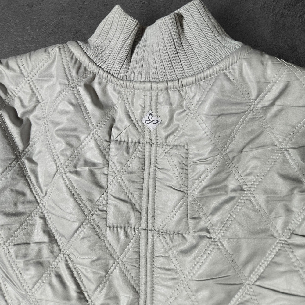 Prana Sherpa Lined Quilted Puffer Diva Zip Mock Jacket Ribbed Side Size S "LUNA" - Picture 8 of 16